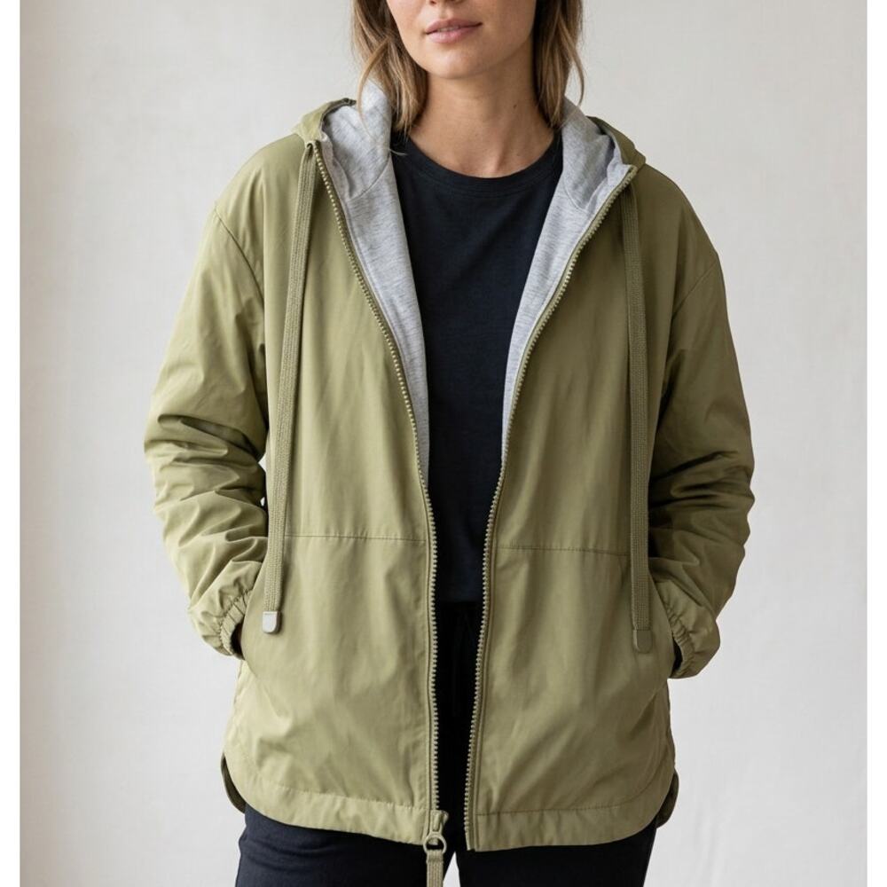 LIE Life Integrity Earth Marlow Warm Green Jersey Lined Hooded Jacket, size XL